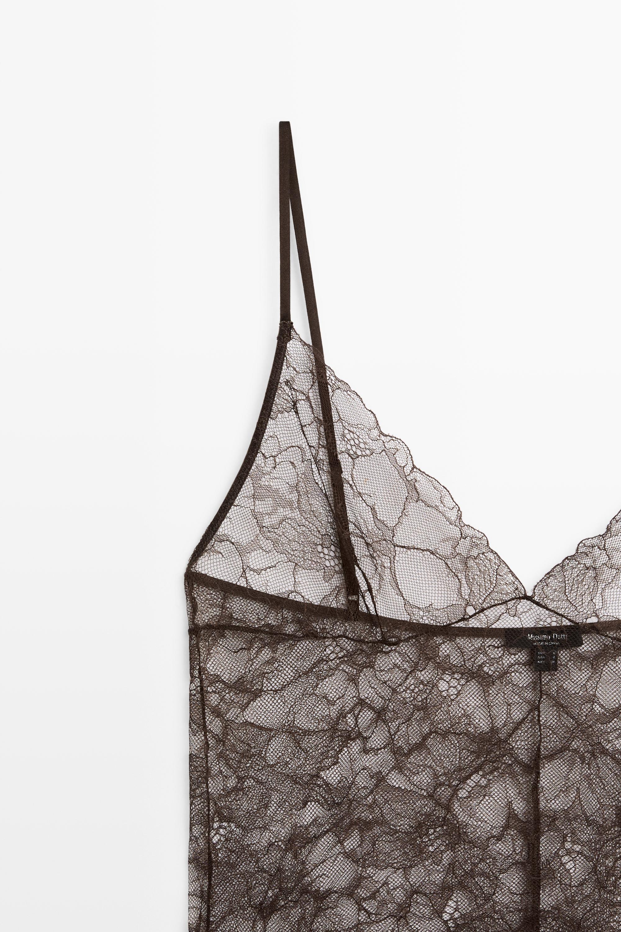 Top à bretelles en dentelle transparente